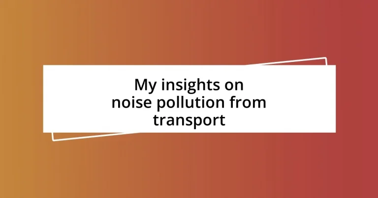 My insights on noise pollution from transport