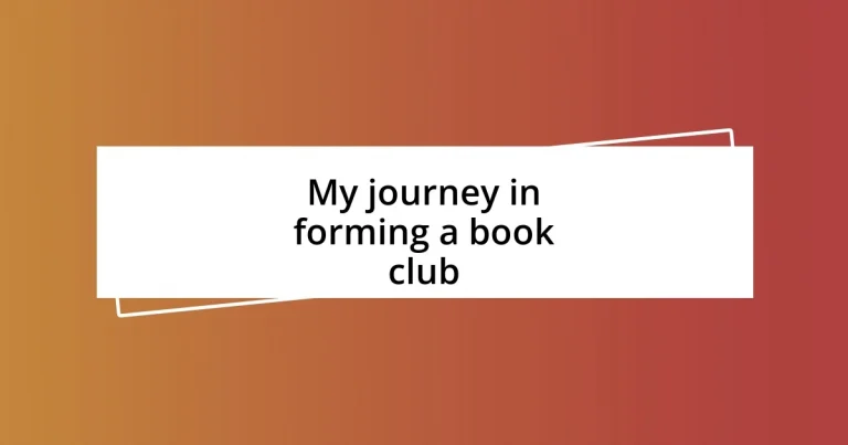 My journey in forming a book club