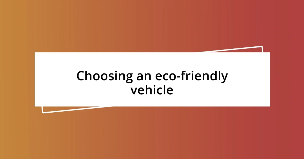 Choosing an eco-friendly vehicle